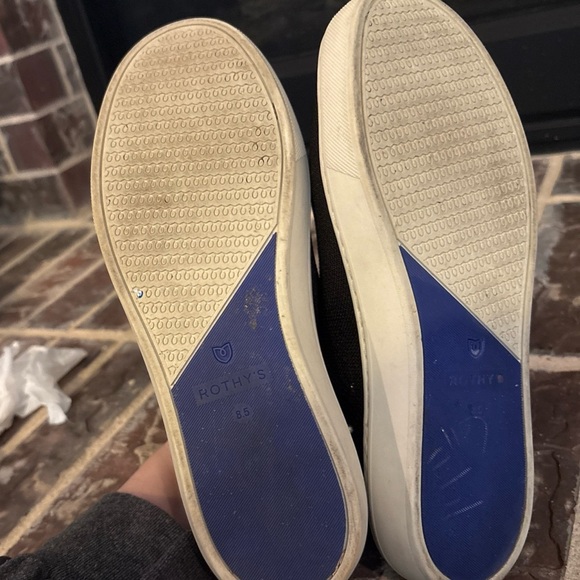 Rothys The Chelsea Sneaker Boot Womens 8.5 Black Knit Slip On Mid Top Stretch - Picture 3 of 9